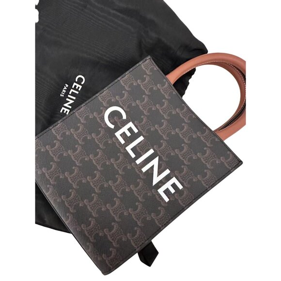 Celine Womens Mini Vertical Cabas Bag With Triomphe Canvas & Calfskin Handles - Picture 1 of 13